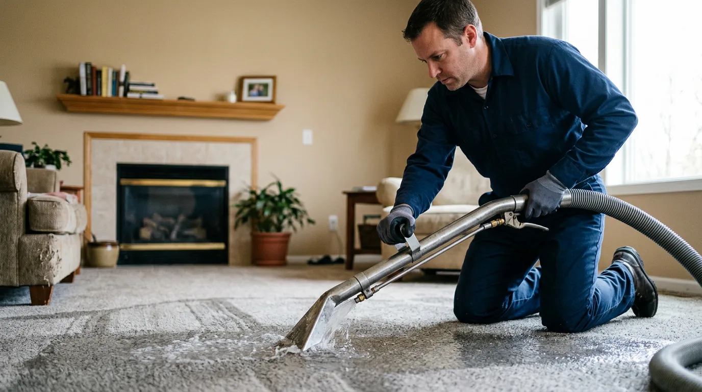 Water damage restoration technician working near Canehill, AR